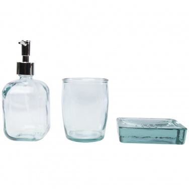 Logo trade promotional merchandise image of: Jabony 3-piece recycled glass bathroom set