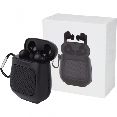 Logo trade promotional giveaways image of: Remix auto pair True Wireless earbuds and speaker