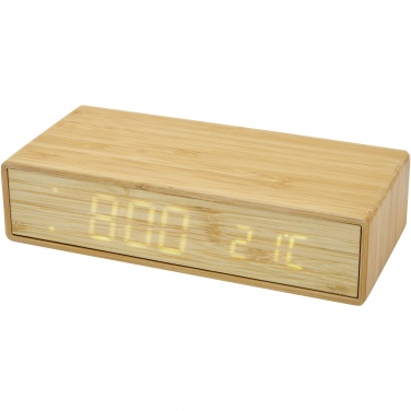 Logo trade promotional gifts image of: Minata bamboo wireless charger with clock