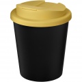 Americano® Espresso Eco 250 ml recycled tumbler with spill-proof lid , Solid black / Yellow