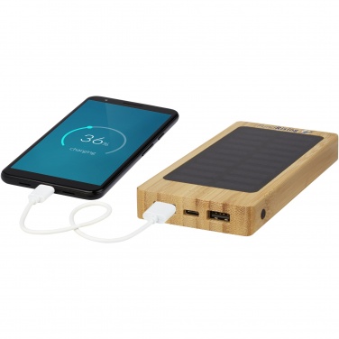 Logo trade business gift photo of: Alata 8000 mAh bamboo solar power bank