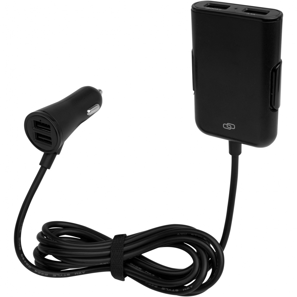 Logo trade advertising products picture of: Pilot dual car charger with QC 3.0 dual back seat extended charger