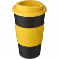 Americano® 350 ml insulated tumbler with grip, Yellow / Solid black