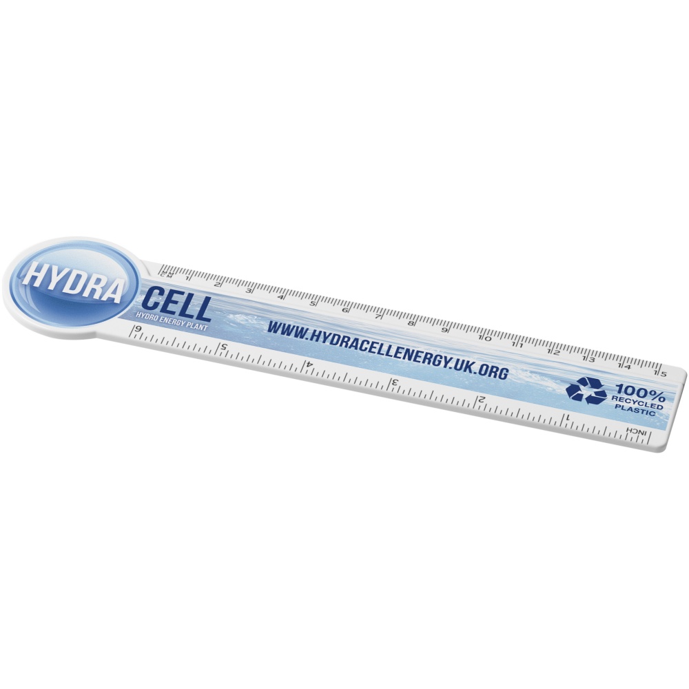 Logo trade business gift photo of: Tait 15 cm circle-shaped recycled plastic ruler 