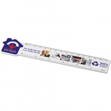 Logo trade promotional merchandise image of: Tait 15 cm house-shaped recycled plastic ruler