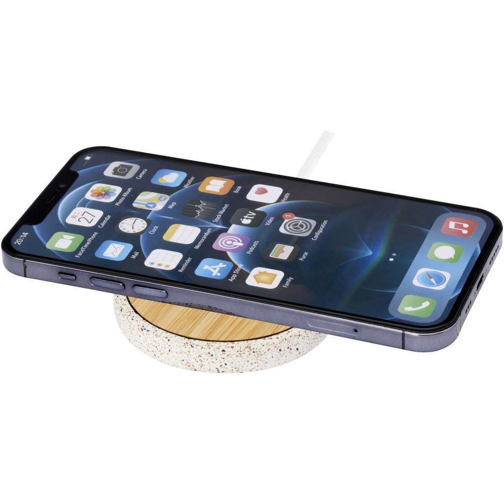 Logotrade corporate gift picture of: Terrazzo 10W wireless bamboo charging pad