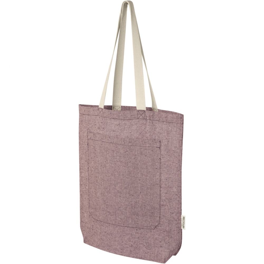 Logo trade promotional items image of: Pheebs 150 g/m² recycled cotton tote bag with front pocket 9L