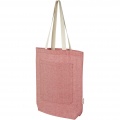 Pheebs 150 g/m² recycled cotton tote bag with front pocket 9L, Heather red