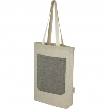 Logotrade promotional merchandise image of: Pheebs 150 g/m² recycled cotton tote bag with front pocket 9L