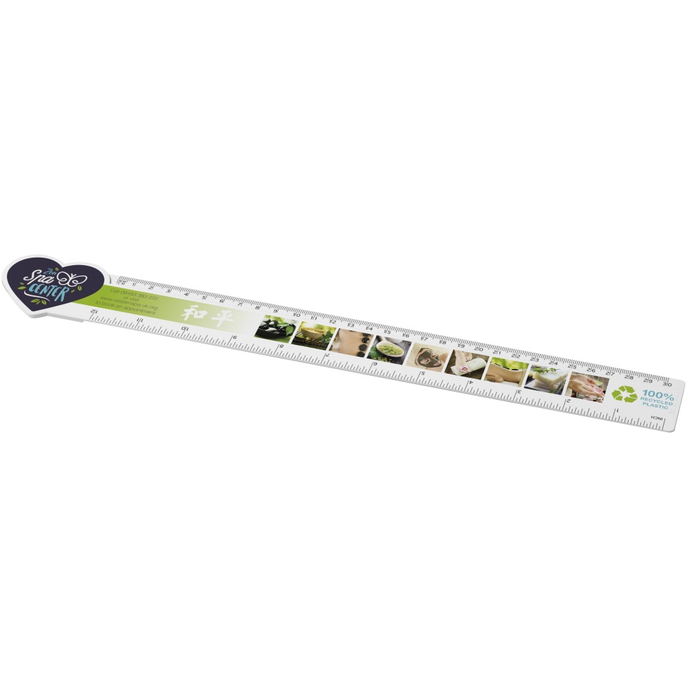 Logotrade advertising product picture of: Tait 30cm heart-shaped recycled plastic ruler