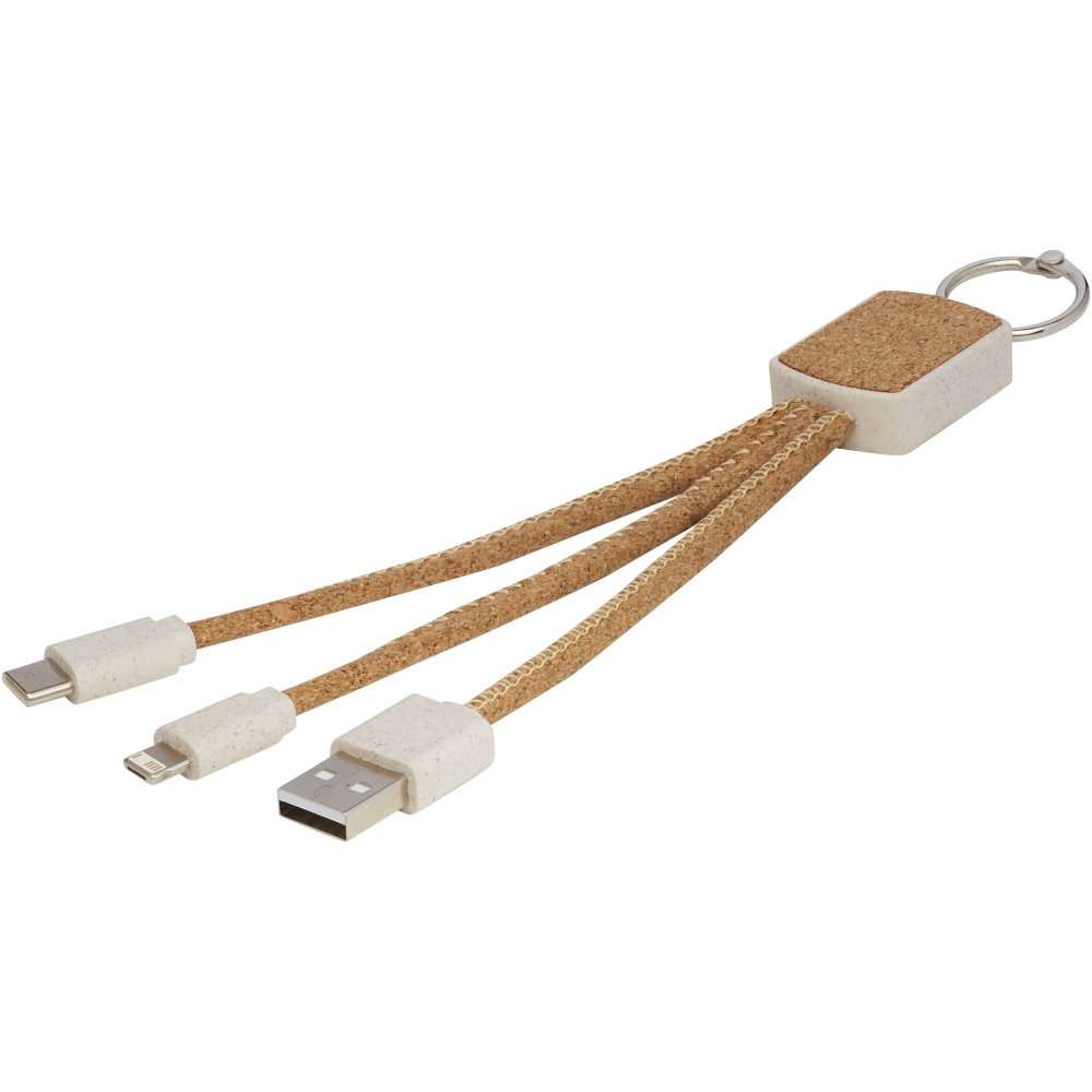 Logotrade promotional merchandise photo of: Bates wheat straw and cork 3-in-1 charging cable