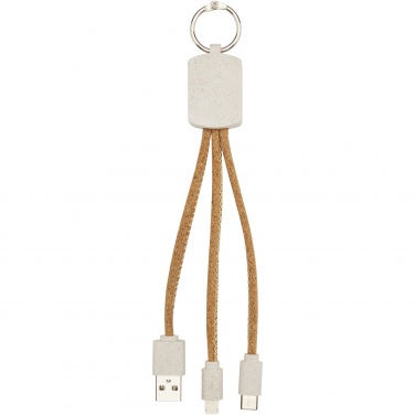 Logotrade corporate gift picture of: Bates wheat straw and cork 3-in-1 charging cable