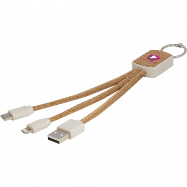 Logo trade advertising products picture of: Bates wheat straw and cork 3-in-1 charging cable