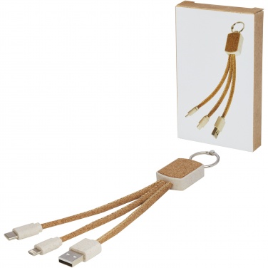 Logotrade corporate gift image of: Bates wheat straw and cork 3-in-1 charging cable