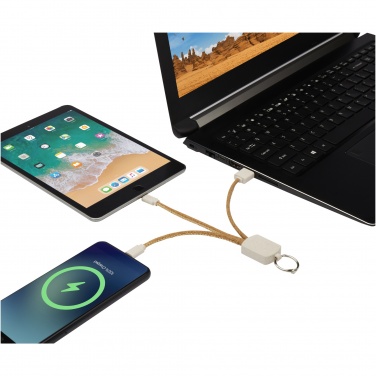 Logotrade corporate gifts photo of: Bates wheat straw and cork 3-in-1 charging cable