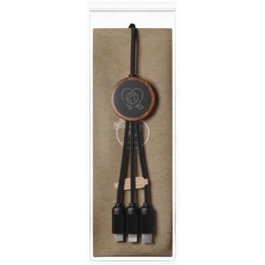 Logo trade corporate gifts image of: SCX.design C36 3-in-1 rPET light-up logo extended charging cable with round bamboo casing