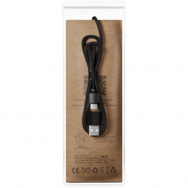 Logotrade promotional giveaway image of: SCX.design C38 5-in-1 rPET light-up logo charging cable with squared wooden casing