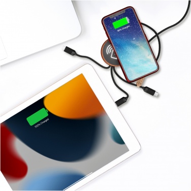 Logo trade promotional gifts image of: SCX.design C40 5-in-1 rPET light-up logo charging cable and 10W charging pad