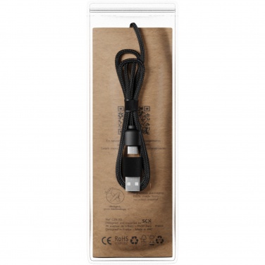 Logo trade business gift photo of: SCX.design C40 5-in-1 rPET light-up logo charging cable and 10W charging pad