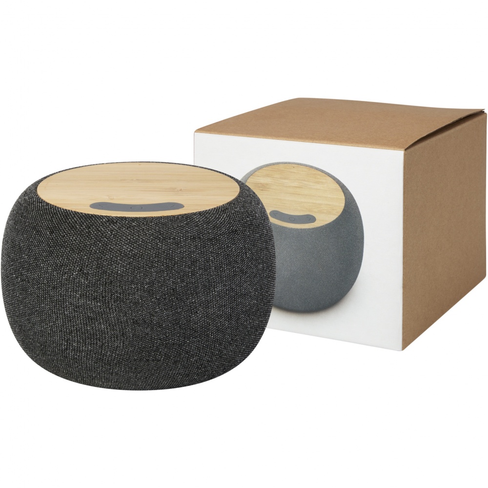 Logo trade promotional items picture of: Ecofiber bamboo/RPET Bluetooth® speaker and wireless charging pad