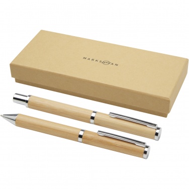 Logotrade business gift image of: Apolys bamboo ballpoint and rollerball pen gift set 