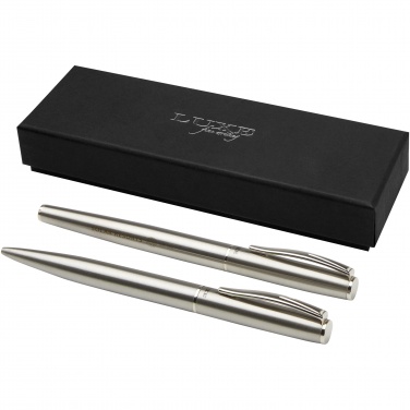 Logo trade corporate gift photo of: Didimis recycled stainless steel ballpoint and rollerball pen set