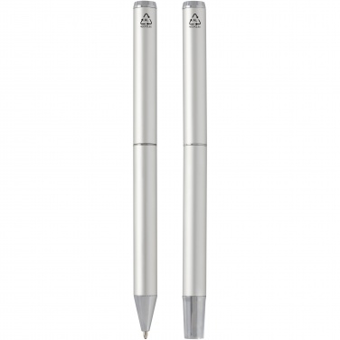 Logotrade promotional merchandise picture of: Lucetto recycled aluminium ballpoint and rollerball pen gift set