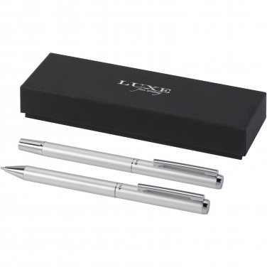 Logo trade advertising products image of: Lucetto recycled aluminium ballpoint and rollerball pen gift set