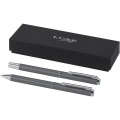 Lucetto recycled aluminium ballpoint and rollerball pen gift set, Grey