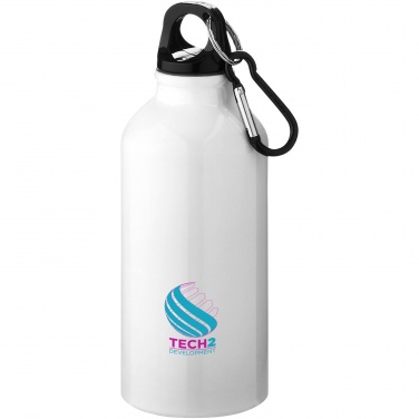 Logotrade corporate gift picture of: Oregon 400 ml RCS certified recycled aluminium water bottle with carabiner