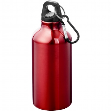 Logo trade promotional products picture of: Oregon 400 ml RCS certified recycled aluminium water bottle with carabiner