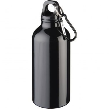 Logotrade promotional gift picture of: Oregon 400 ml RCS certified recycled aluminium water bottle with carabiner