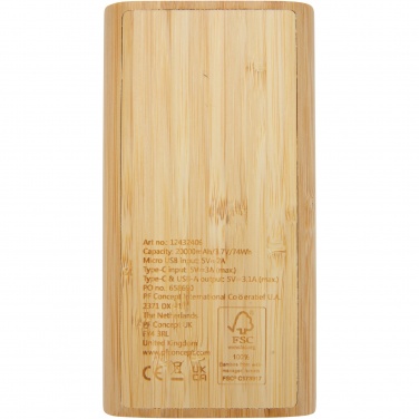 Logotrade business gifts photo of: Tulda 20.000 mAh bamboo power bank