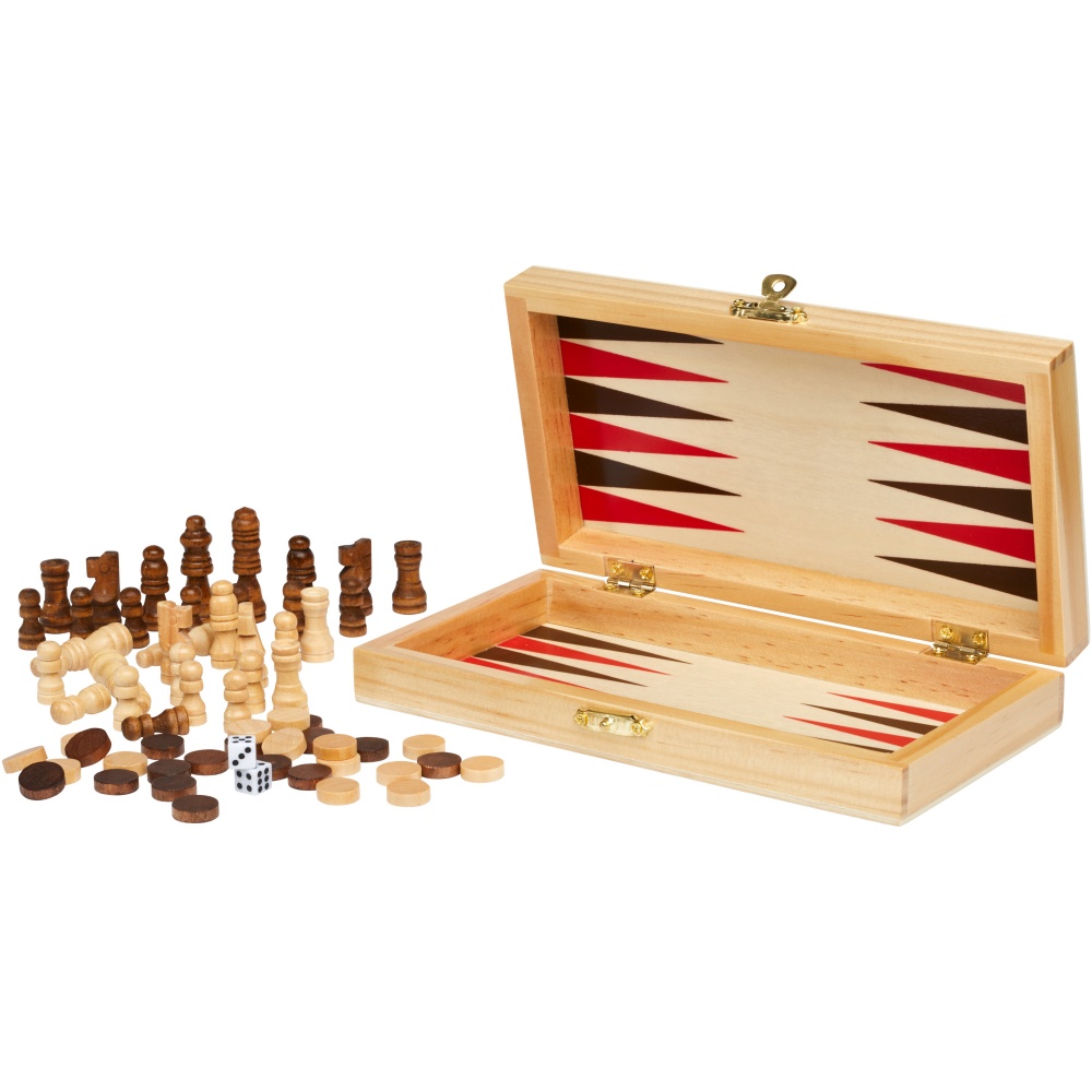 Logo trade promotional gift photo of: Mugo 3-in-1 wooden game set