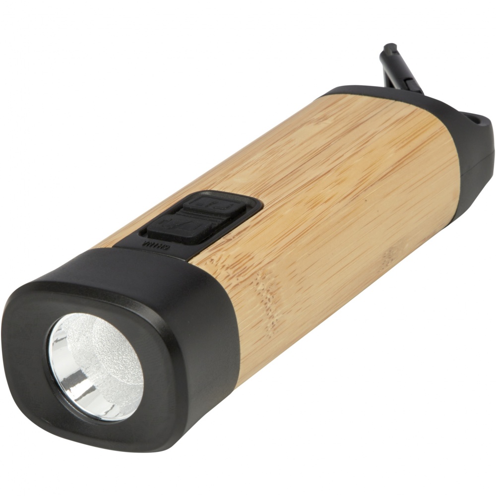 Logo trade business gift photo of: Kuma bamboo/RCS recycled plastic torch with carabiner