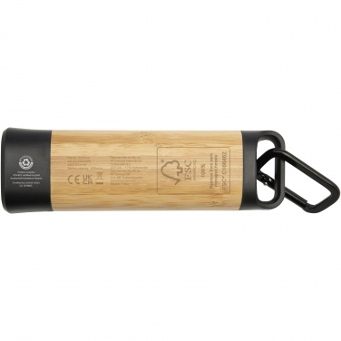 Logo trade promotional giveaways image of: Kuma bamboo/RCS recycled plastic torch with carabiner