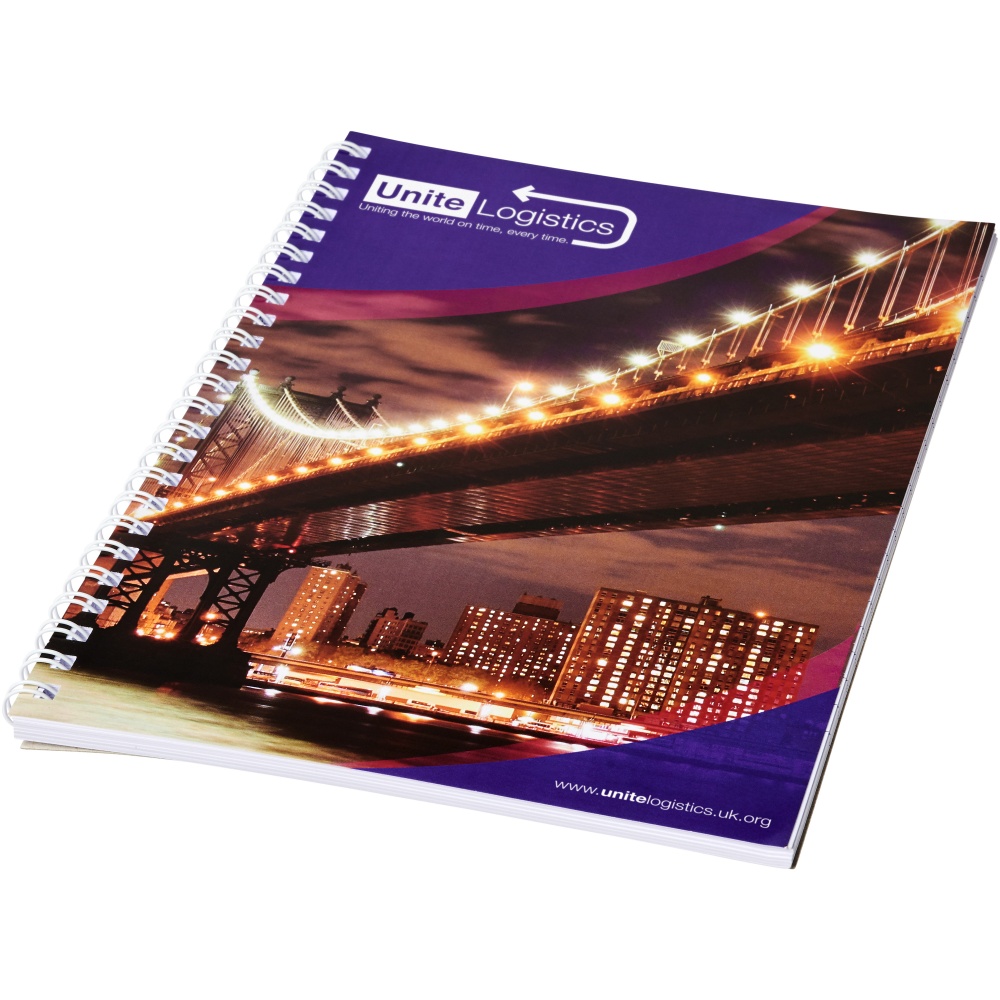 Logo trade promotional giveaway photo of: Desk-Mate® A5 spiral notebook with printed back cover