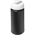 Baseline 500 ml recycled sport bottle with flip lid, Solid black / White