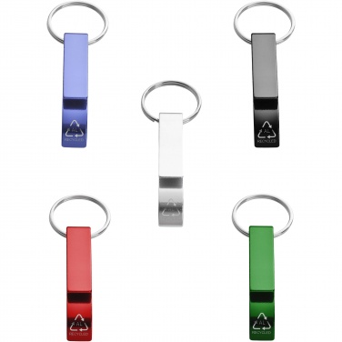 Logo trade promotional merchandise picture of: Tao RCS recycled aluminium bottle and can opener with keychain 