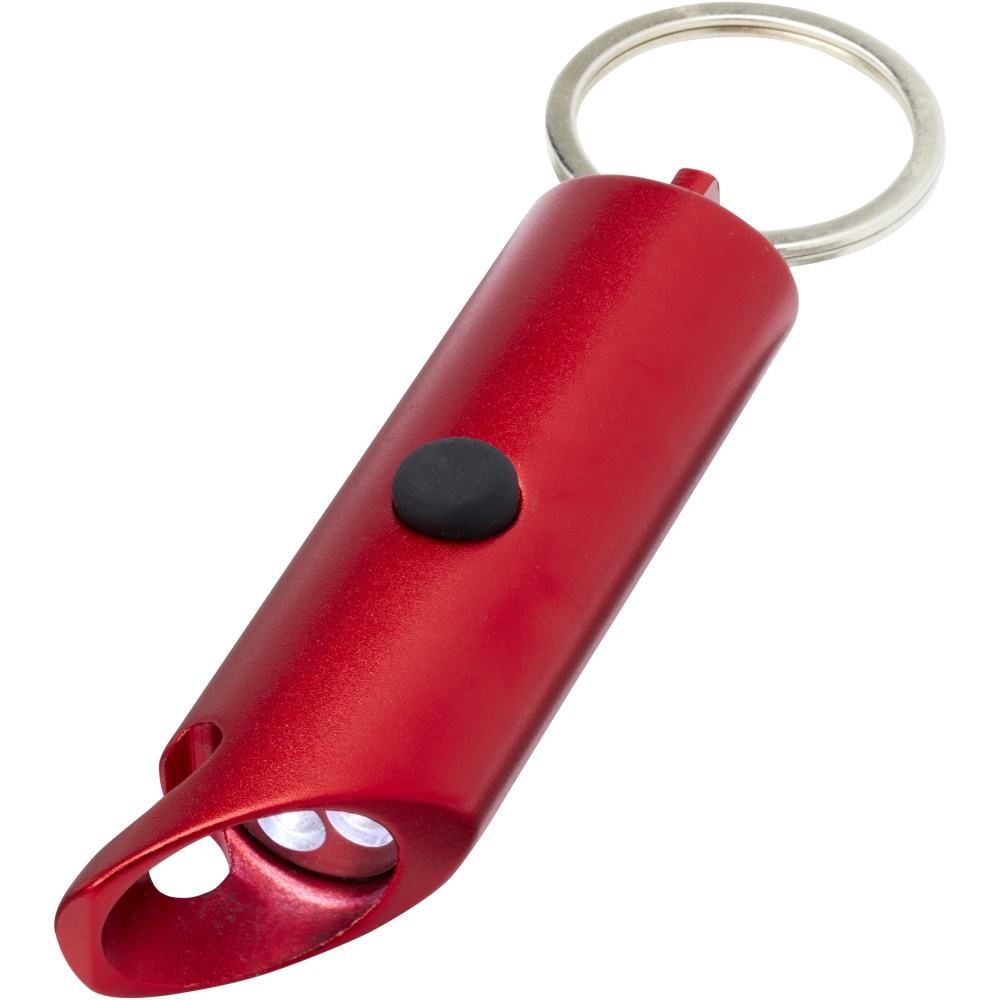 Logotrade corporate gift image of: Flare RCS recycled aluminium IPX LED light and bottle opener with keychain