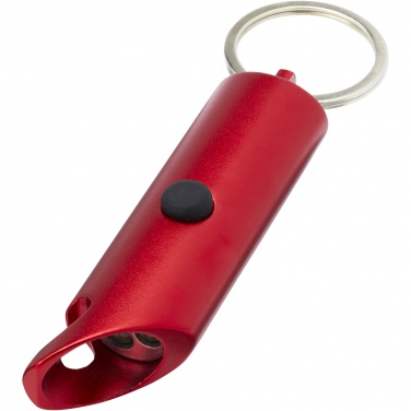 Logo trade promotional products picture of: Flare RCS recycled aluminium IPX LED light and bottle opener with keychain