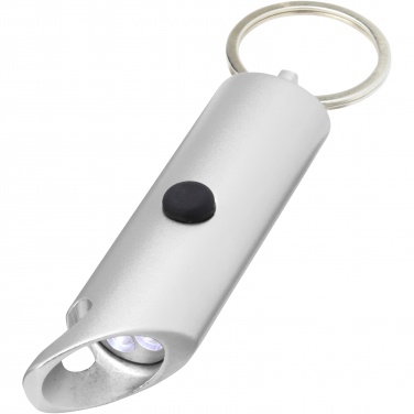 Logo trade promotional item photo of: Flare RCS recycled aluminium IPX LED light and bottle opener with keychain