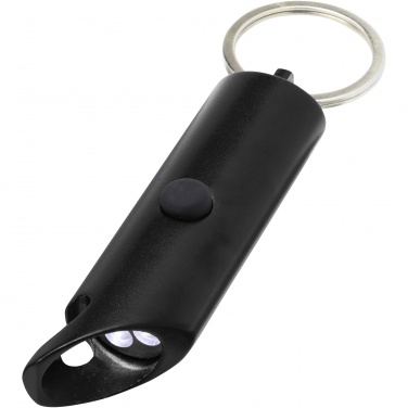 Logo trade corporate gifts image of: Flare RCS recycled aluminium IPX LED light and bottle opener with keychain