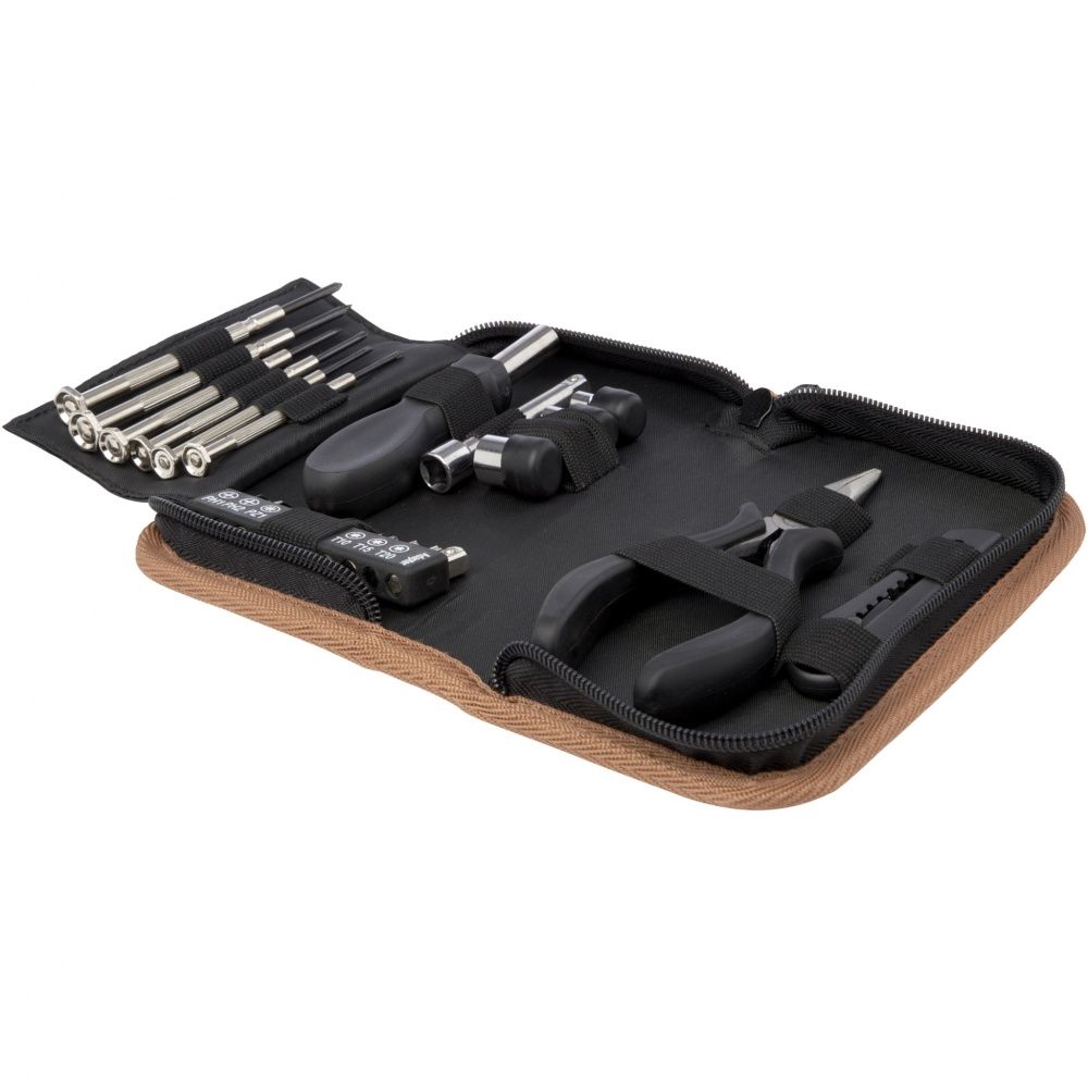 Logo trade business gift photo of: Spike 24-piece RCS recycled plastic tool set with cork pouch