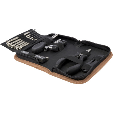 Logo trade promotional giveaways picture of: Spike 24-piece RCS recycled plastic tool set with cork pouch