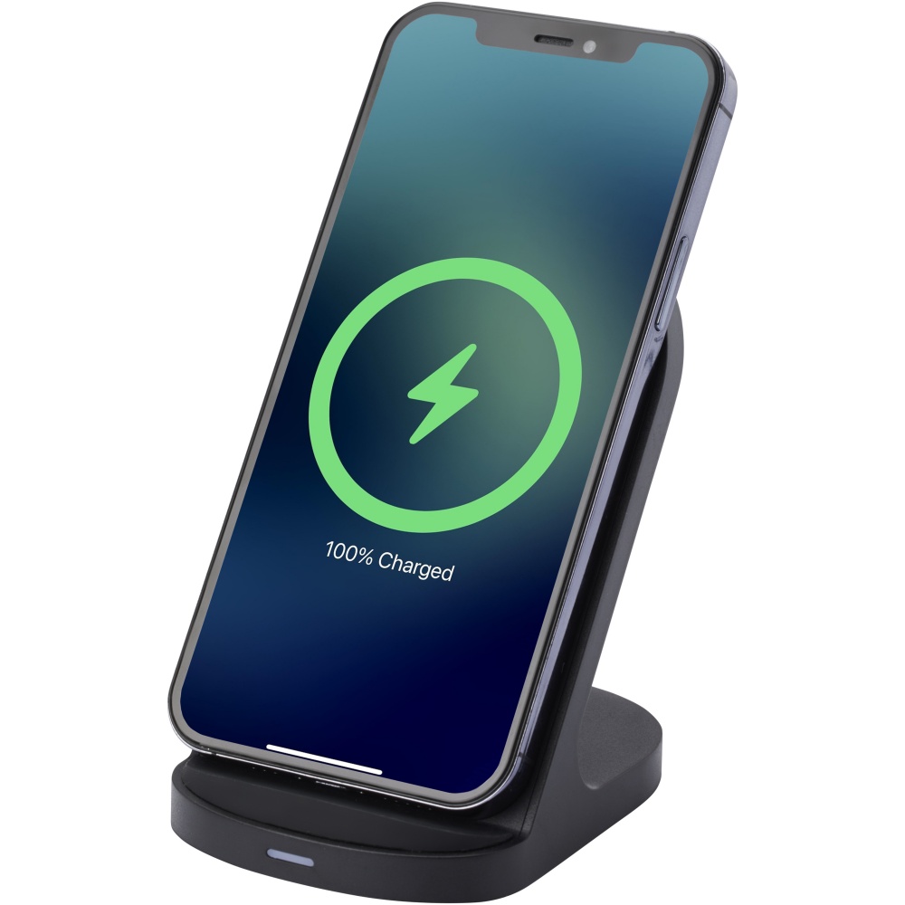 Logo trade promotional products image of: Loop 15W dual coil RCS recycled plastic wireless charging stand