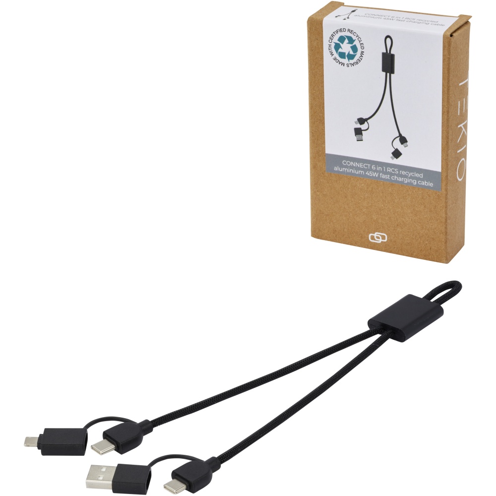 Logo trade promotional giveaways picture of: Connect 6-in-1 RCS recycled aluminium 45W quick charge & data transfer cable