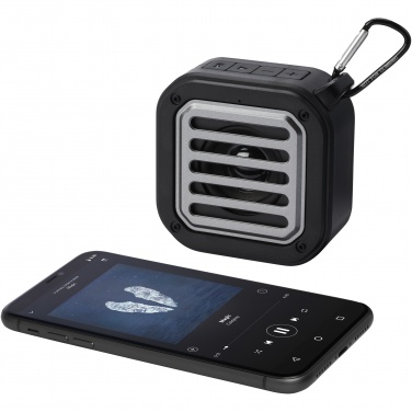 Logotrade promotional giveaway picture of: Solo 3W IPX5 RCS recycled plastic solar Bluetooth® speaker with carabiner 