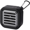 Solo 3W IPX5 RCS recycled plastic solar Bluetooth® speaker with carabiner , Solid black