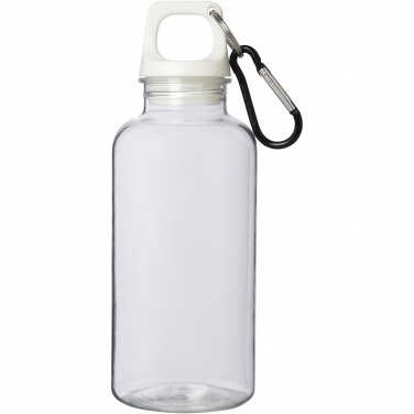 Logotrade promotional product image of: Oregon 400 ml RCS certified recycled plastic water bottle with carabiner